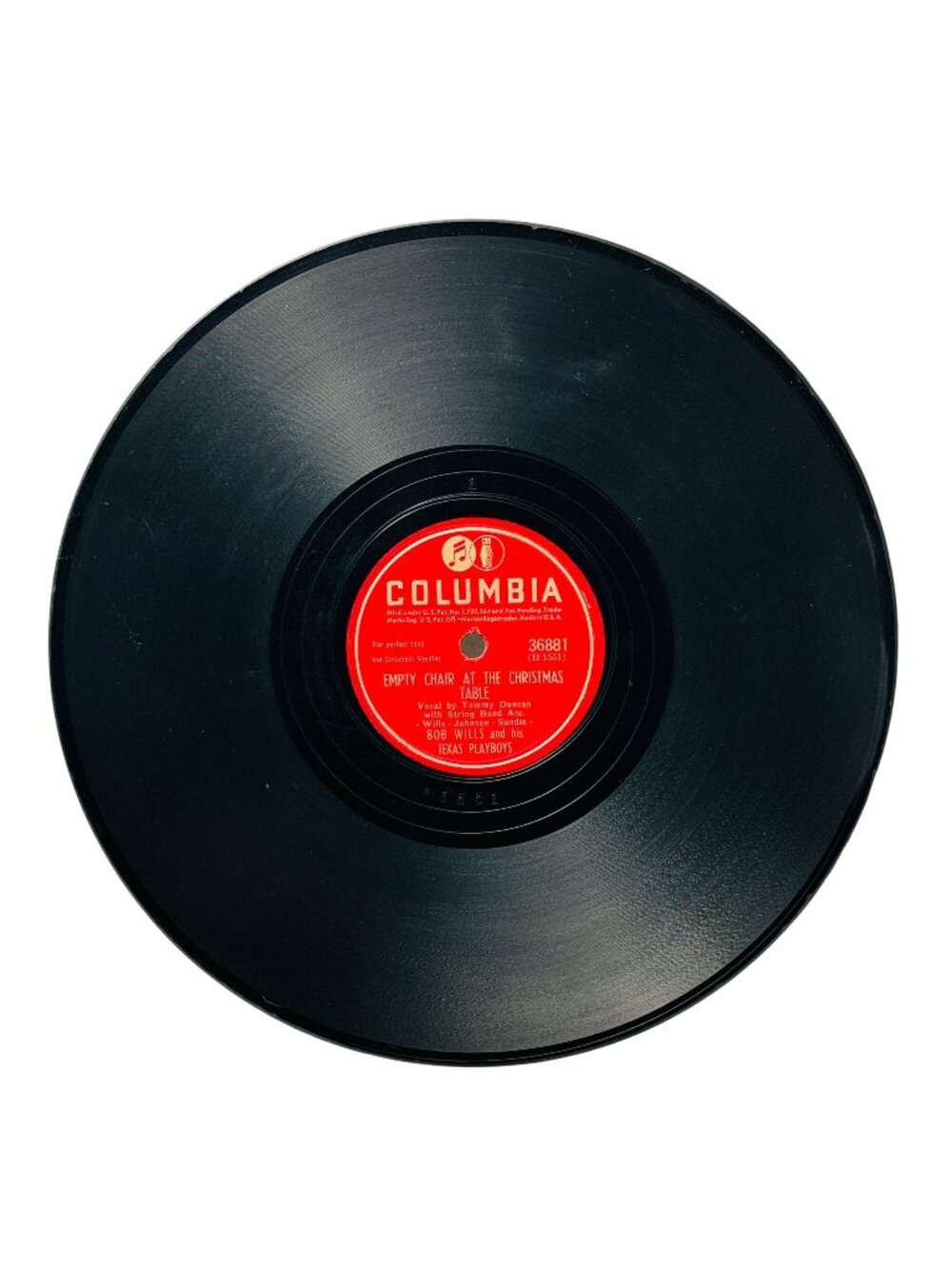 Bob Wills Empty Chair / White Cross 10 Inch Shellac 78 RPM Columbia 36881 VG+